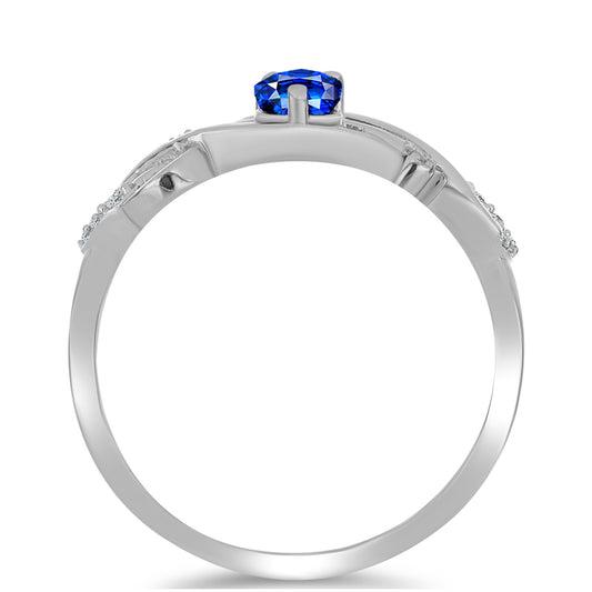 Strieborný Prsteň s Austrálskym Modrým Zafírom a Bielym Topásom