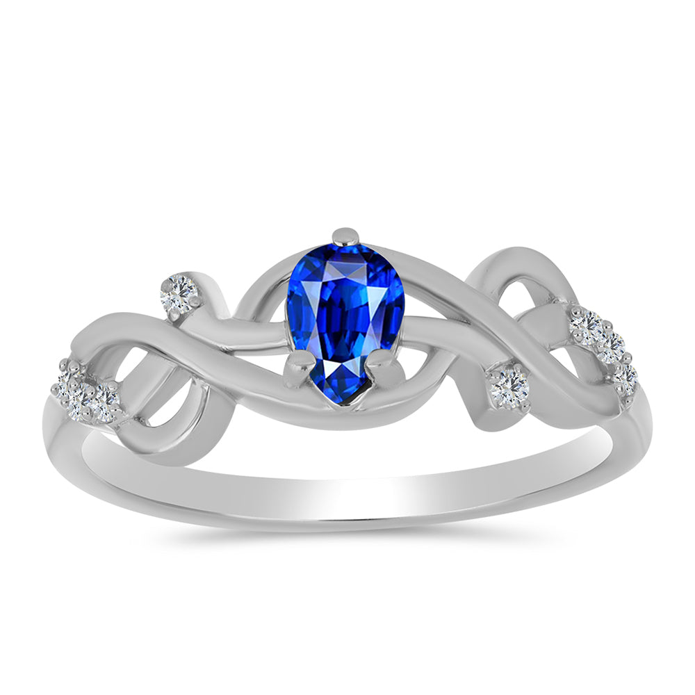 Strieborný Prsteň s Austrálskym Modrým Zafírom a Bielym Topásom