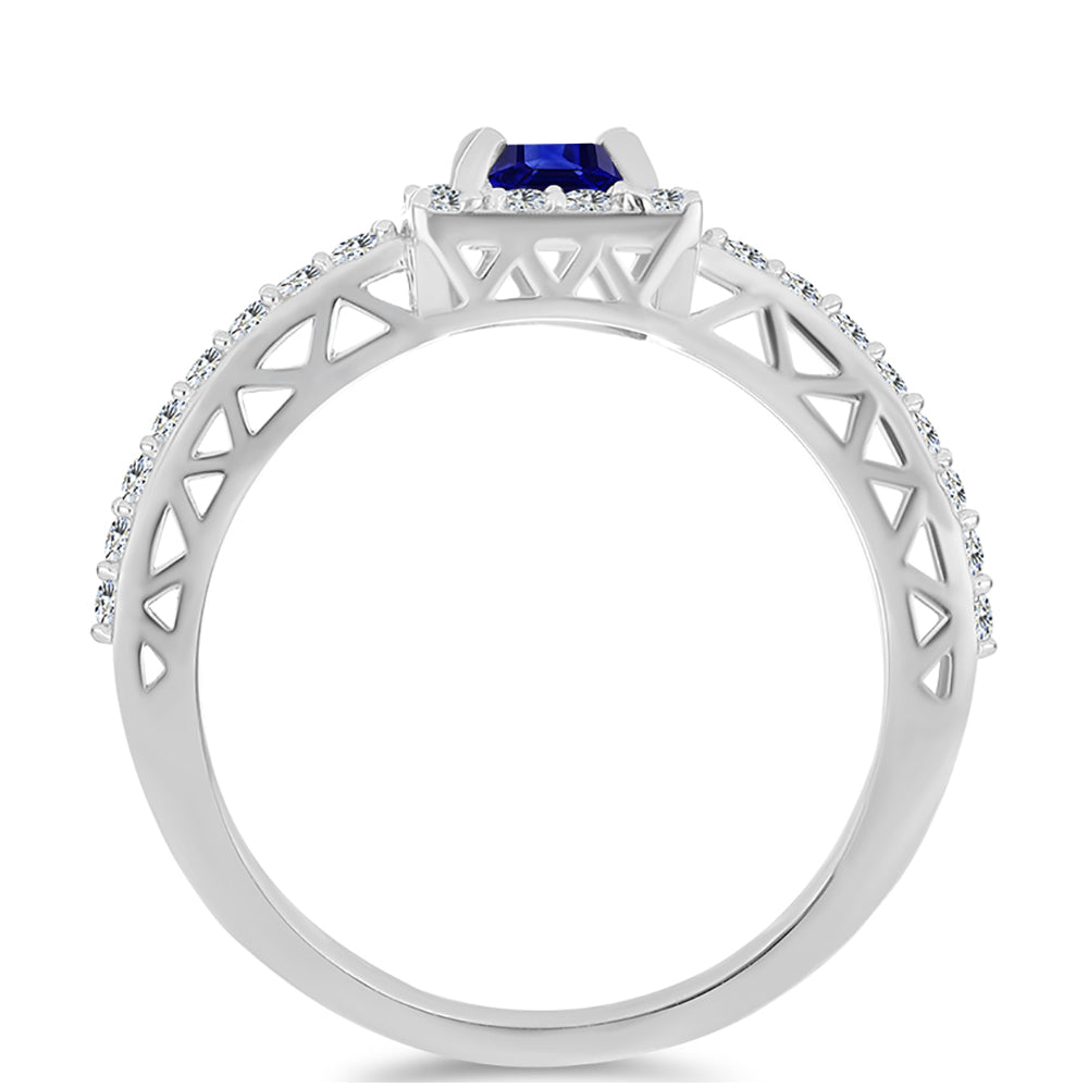Strieborný Prsteň s Austrálskym Modrým Zafírom a Bielym Topásom 2 