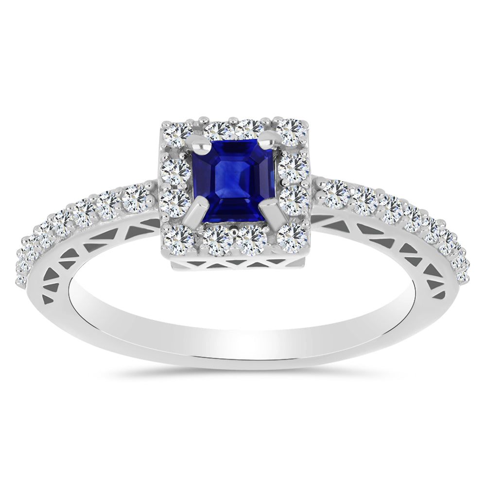 Strieborný Prsteň s Austrálskym Modrým Zafírom a Bielym Topásom