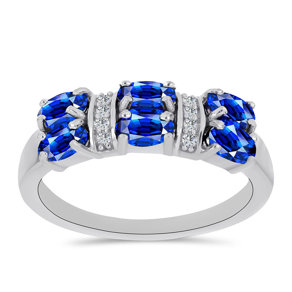 Strieborný Prsteň s Austrálskym Modrým Zafírom a Bielym Topásom