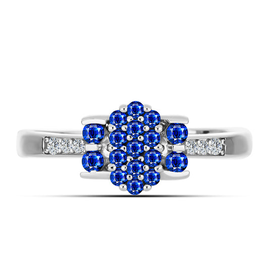 Strieborný Prsteň s Austrálskym Modrým Zafírom a Bielym Topásom