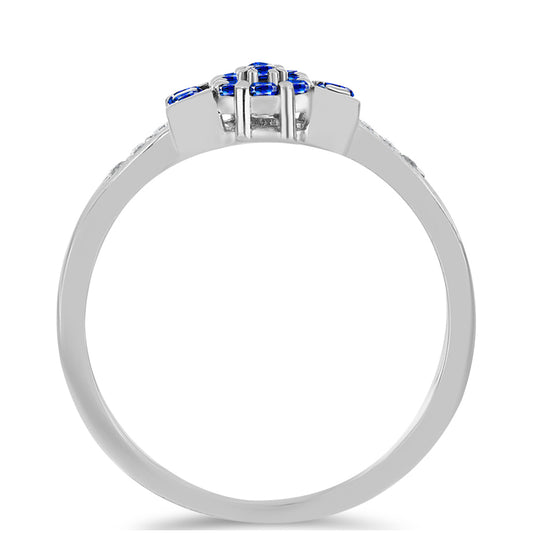 Strieborný Prsteň s Austrálskym Modrým Zafírom a Bielym Topásom