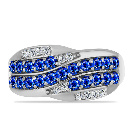 Strieborný Prsteň s Austrálskym Modrým Zafírom a Bielym Topásom