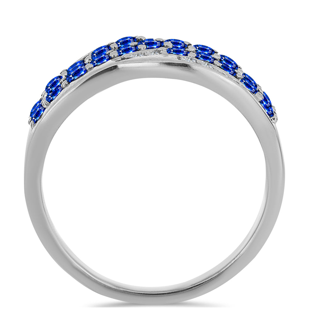 Strieborný Prsteň s Austrálskym Modrým Zafírom a Bielym Topásom