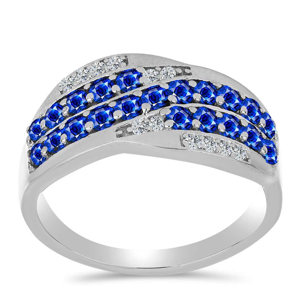 Strieborný Prsteň s Austrálskym Modrým Zafírom a Bielym Topásom