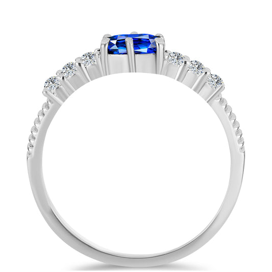Strieborný Prsteň s Austrálskym Modrým Zafírom a Bielym Topásom