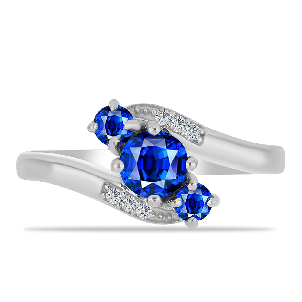 Strieborný Prsteň s Austrálskym Modrým Zafírom a Bielym Topásom 1 
