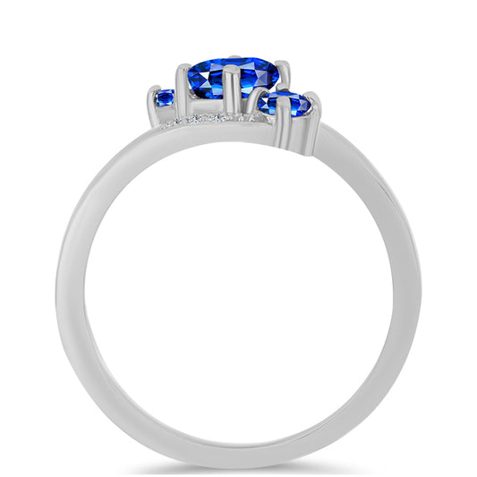 Strieborný Prsteň s Austrálskym Modrým Zafírom a Bielym Topásom