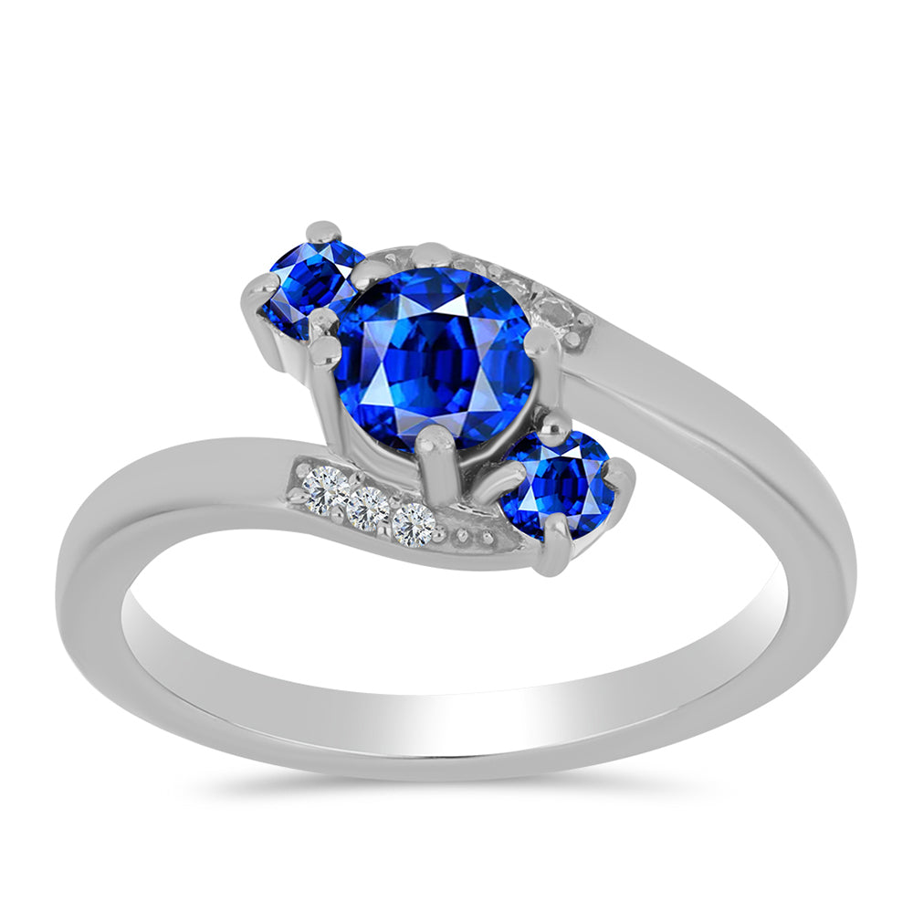 Strieborný Prsteň s Austrálskym Modrým Zafírom a Bielym Topásom 3 