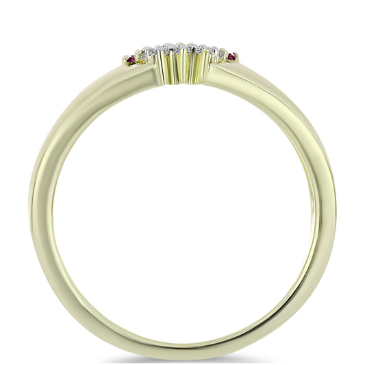 Pozlátený Strieborný Prsteň s Fialovým Diamantom a Bielym Diamantom