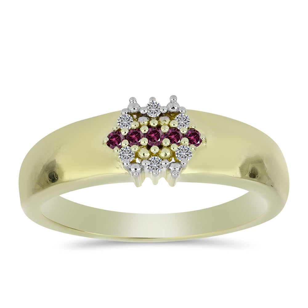 Pozlátený Strieborný Prsteň s Fialovým Diamantom a Bielym Diamantom