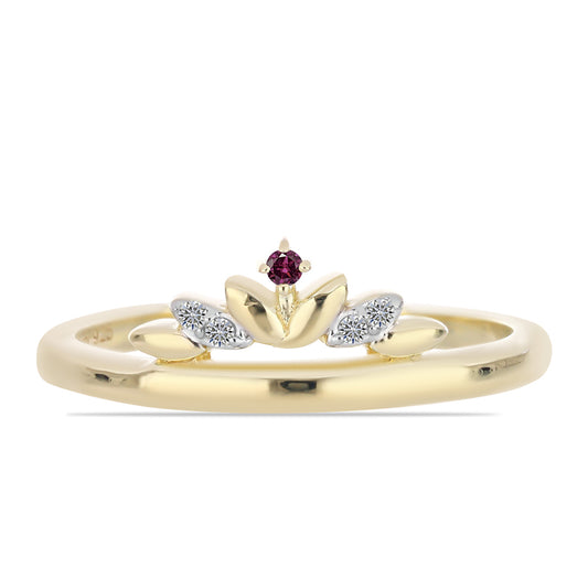 Pozlátený Strieborný Prsteň s Fialovým Diamantom a Bielym Diamantom