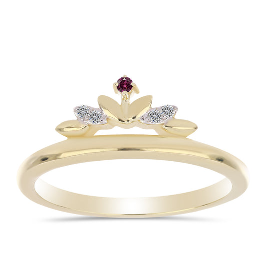 Pozlátený Strieborný Prsteň s Fialovým Diamantom a Bielym Diamantom