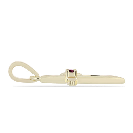 Kríž Pozlátený Strieborný Prívesok s Fialovým Diamantom