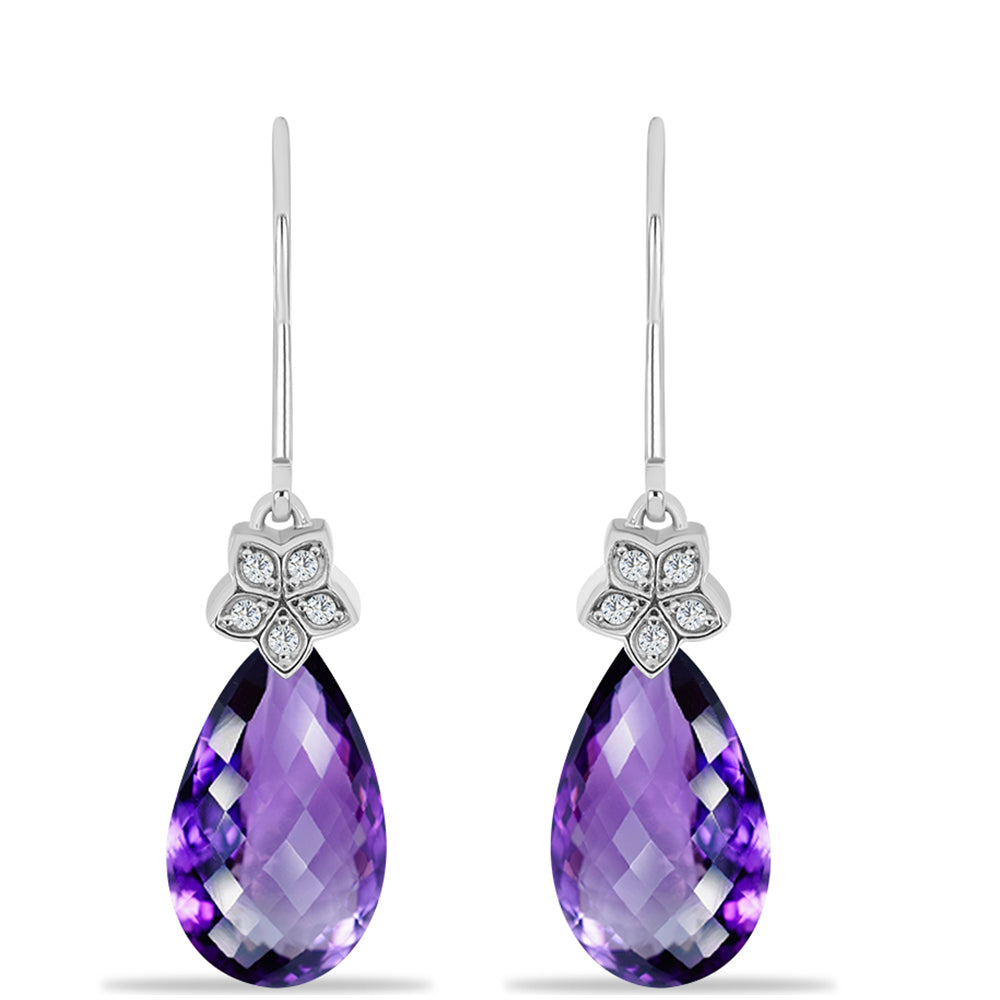 Strieborné Náušnice s Marockým Ametystom a Bielym Topásom 1 