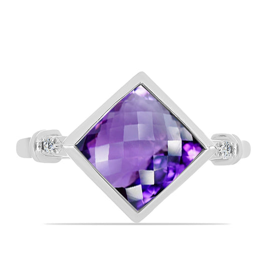 Strieborný Prsteň s Marockým Ametystom a Bielym Topásom