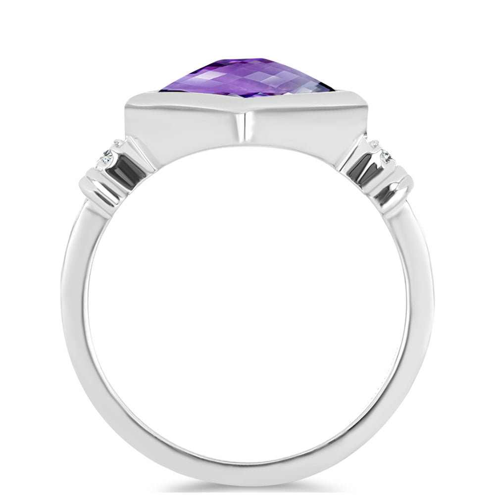 Strieborný Prsteň s Marockým Ametystom a Bielym Topásom