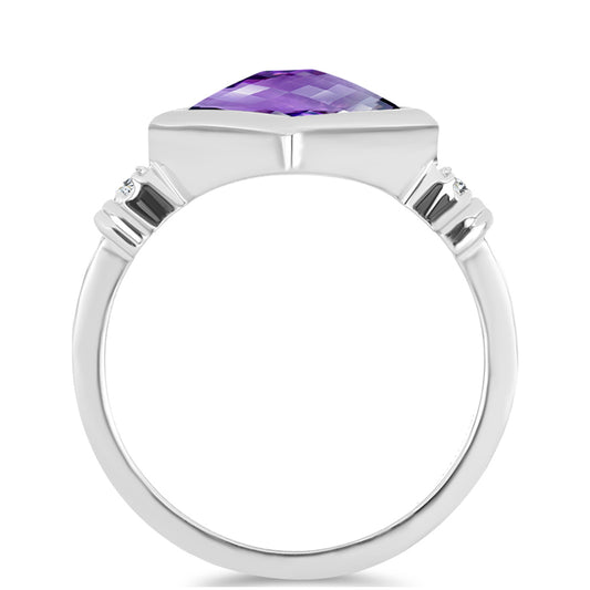 Strieborný Prsteň s Marockým Ametystom a Bielym Topásom