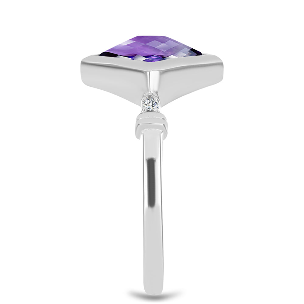 Strieborný Prsteň s Marockým Ametystom a Bielym Topásom 4 