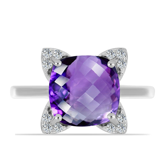 Strieborný Prsteň s Marockým Ametystom a Bielym Topásom