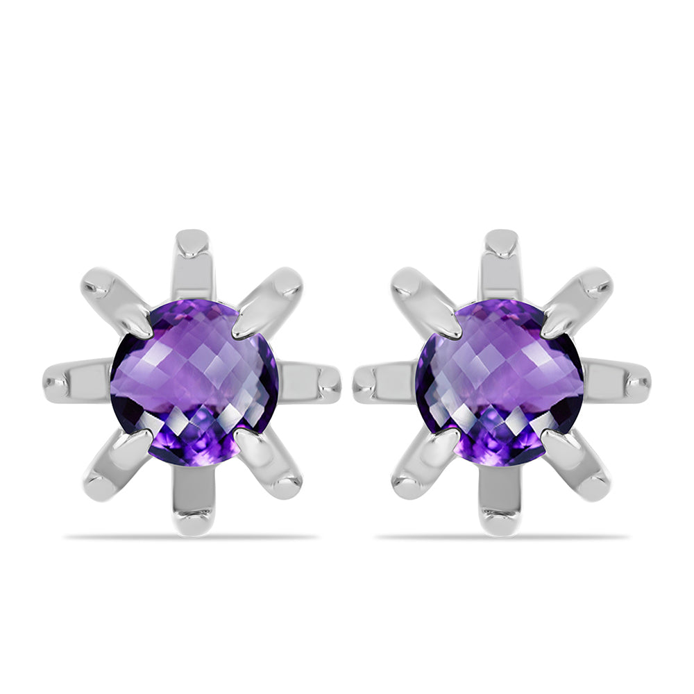 Strieborné Náušnice s Marockým Ametystom