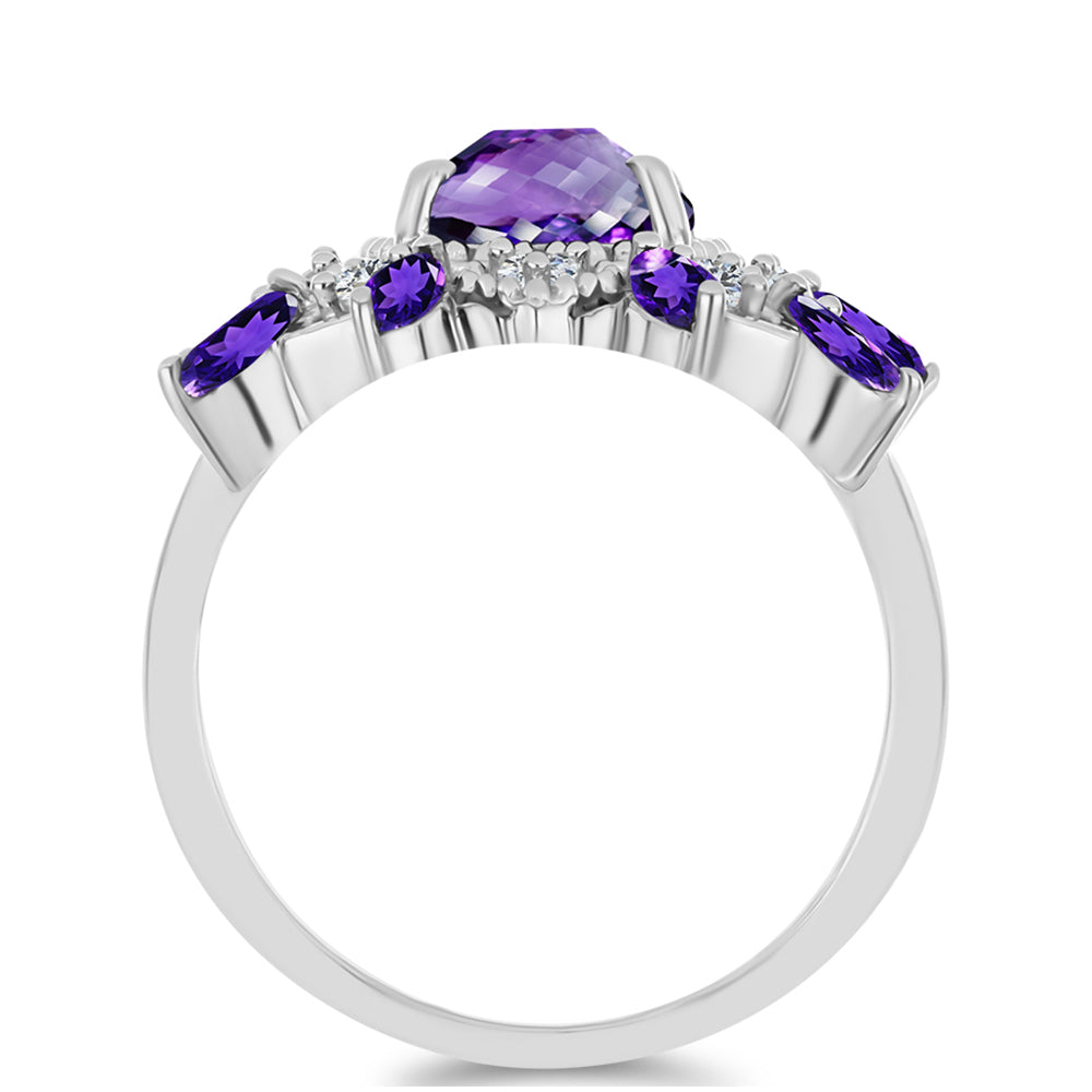 Strieborný Prsteň s Marockým Ametystom a Bielym Topásom 2 