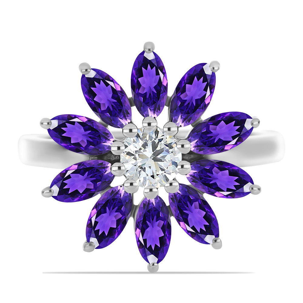 Strieborný Prsteň s Marockým Ametystom a Bielym Topásom 1 