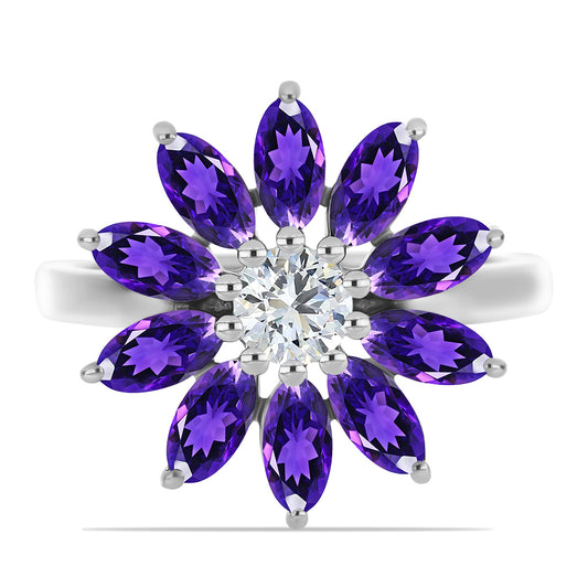 Strieborný Prsteň s Marockým Ametystom a Bielym Topásom