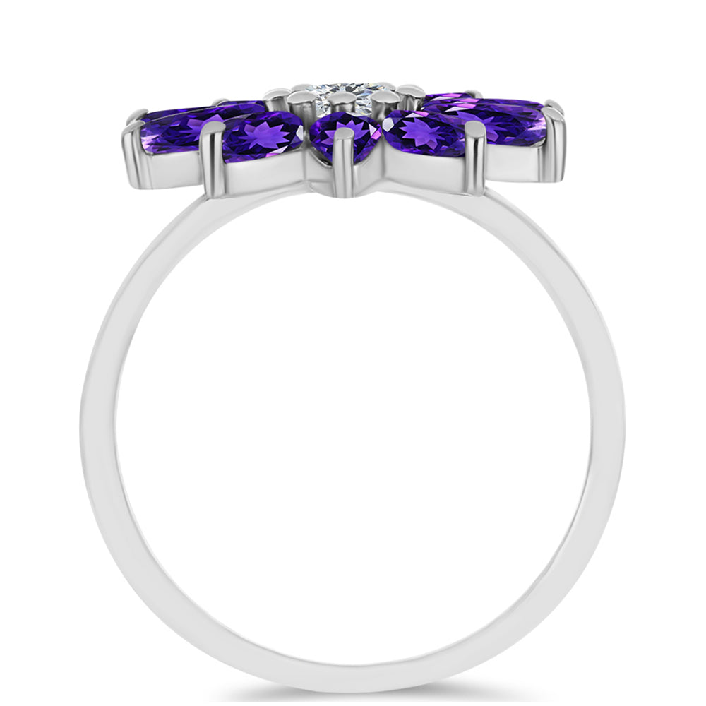 Strieborný Prsteň s Marockým Ametystom a Bielym Topásom 2 