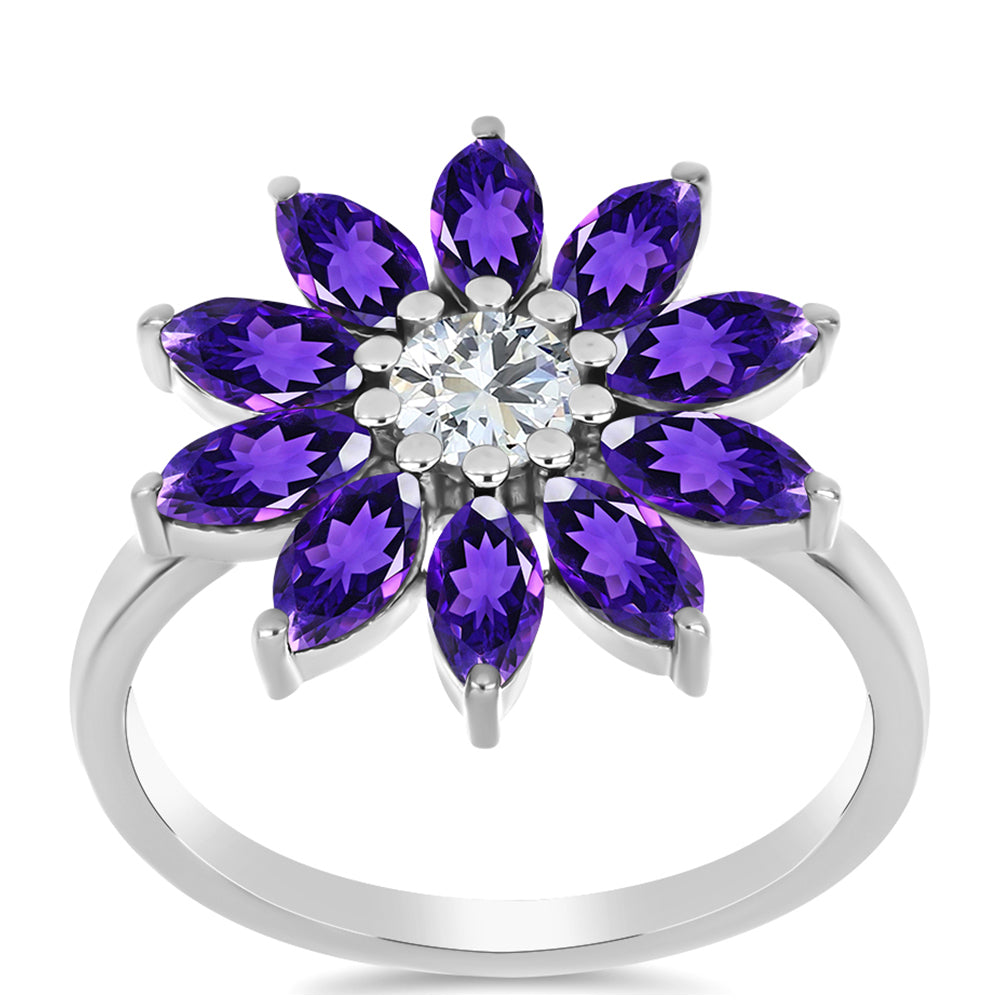 Strieborný Prsteň s Marockým Ametystom a Bielym Topásom 3 