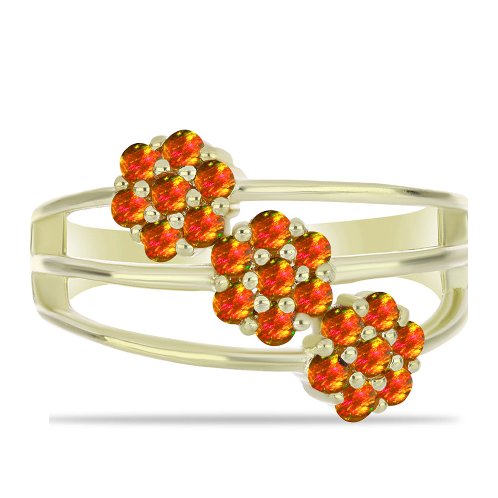 Pozlátený Strieborný Prsteň s Americkým Ohnivým Opálom 1 