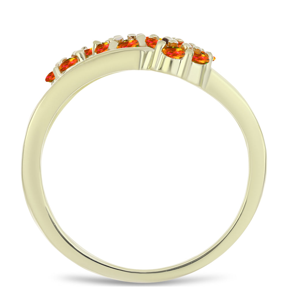 Pozlátený Strieborný Prsteň s Americkým Ohnivým Opálom 2 