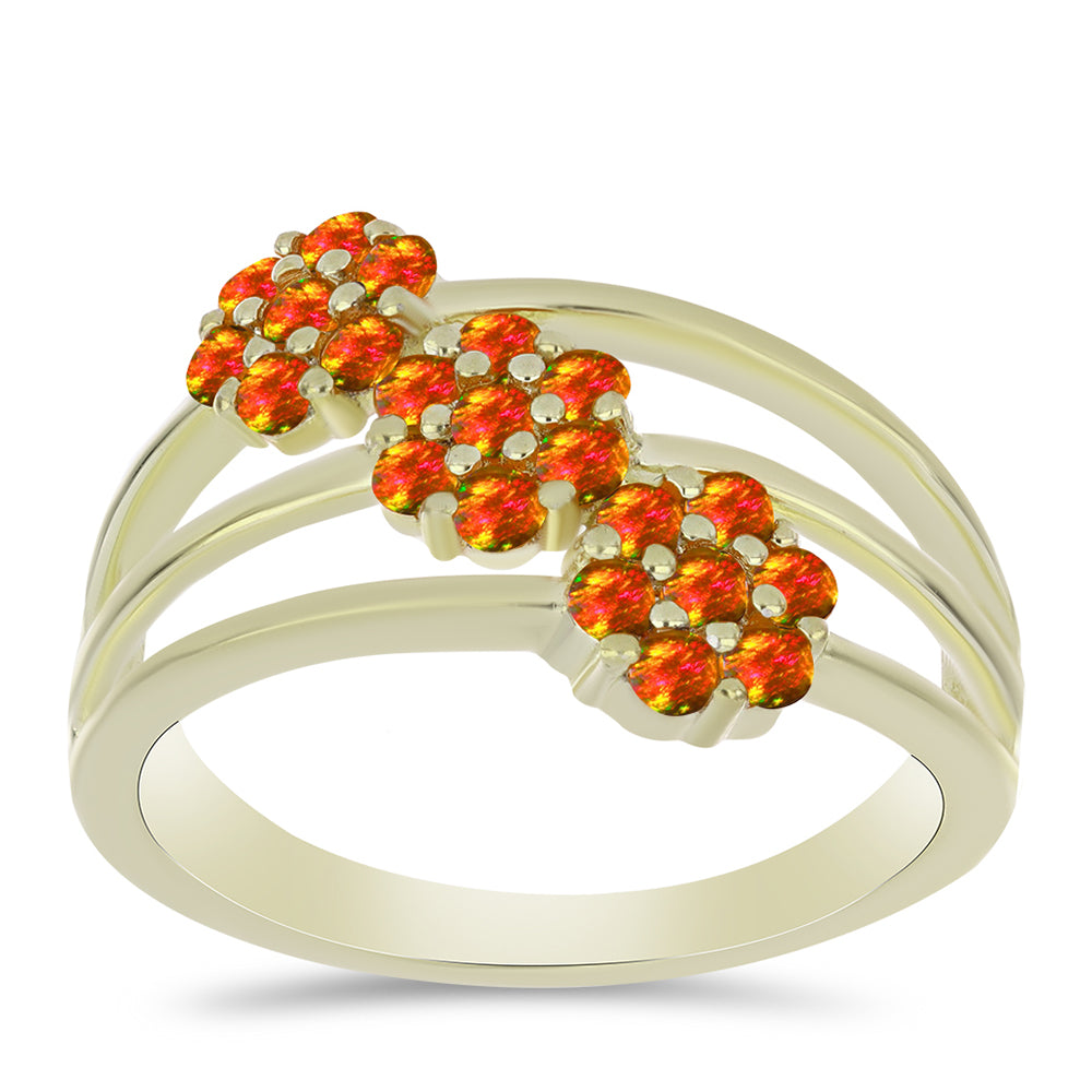 Pozlátený Strieborný Prsteň s Americkým Ohnivým Opálom 3 