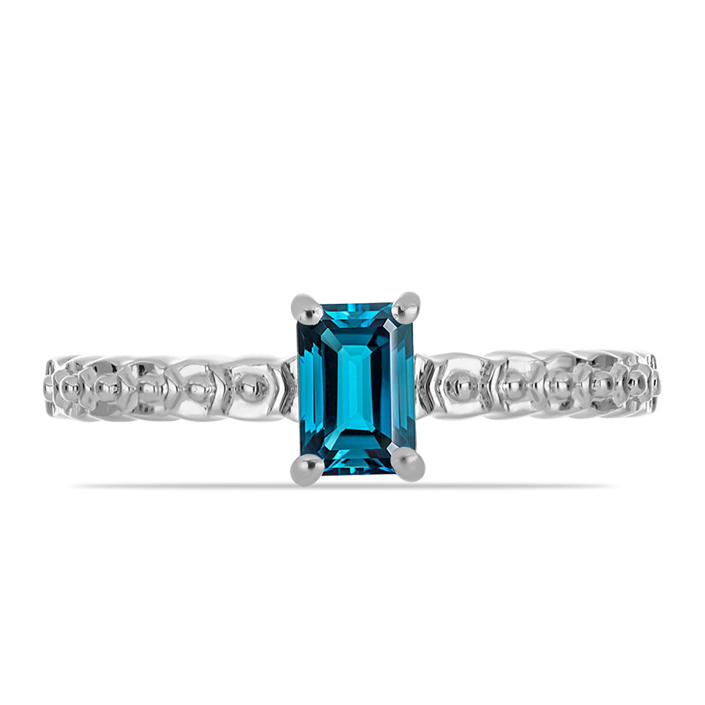 Strieborný Prsteň s Londýnským Modrým Topásom 1 