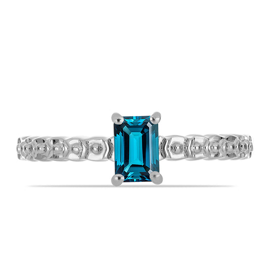 Strieborný Prsteň s Londýnským Modrým Topásom