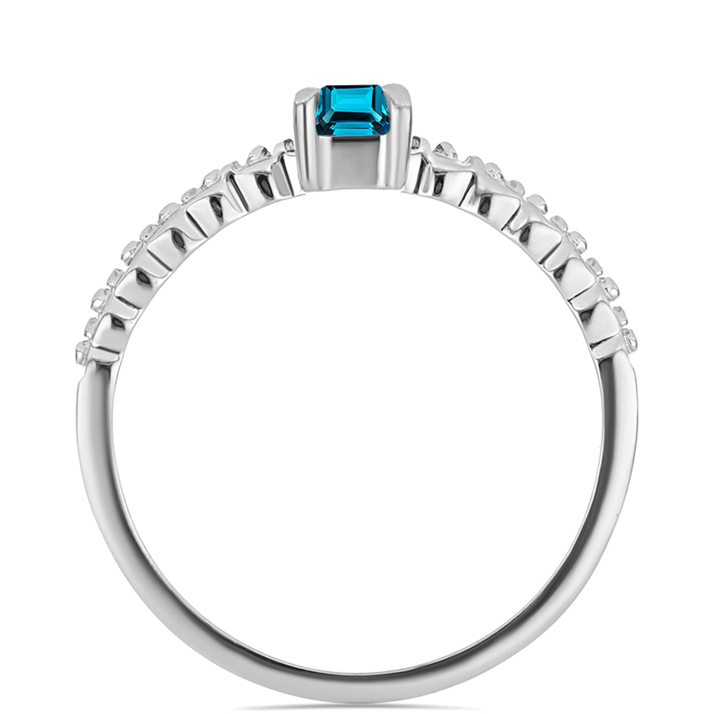 Strieborný Prsteň s Londýnským Modrým Topásom