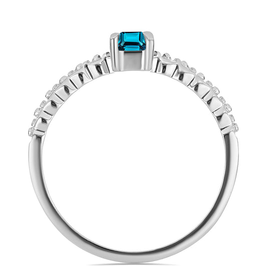 Strieborný Prsteň s Londýnským Modrým Topásom