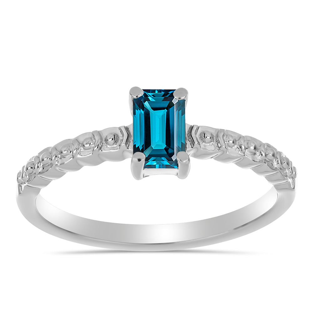 Strieborný Prsteň s Londýnským Modrým Topásom 3 