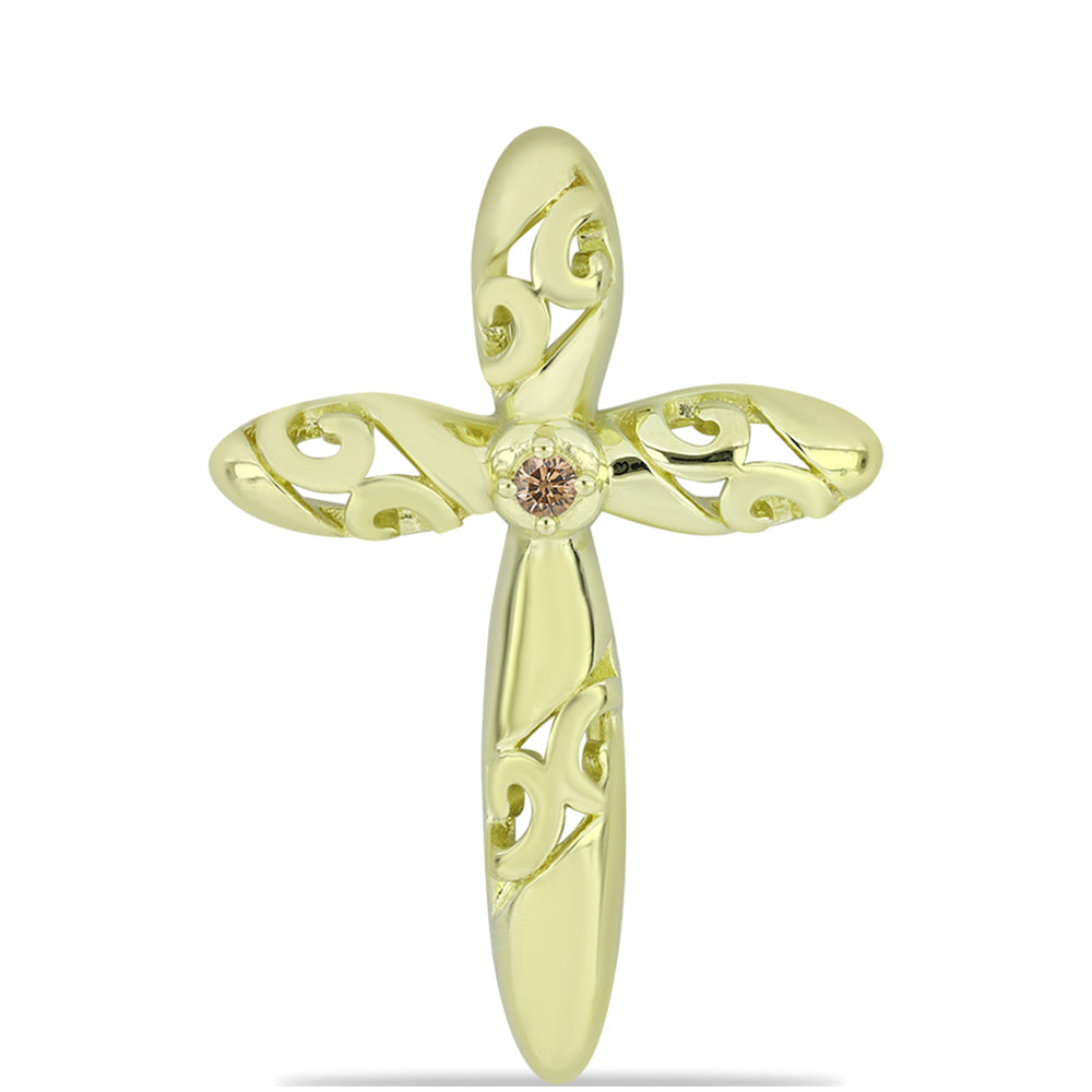 Pozlátený Strieborný Prívesok s Champagne Diamantom