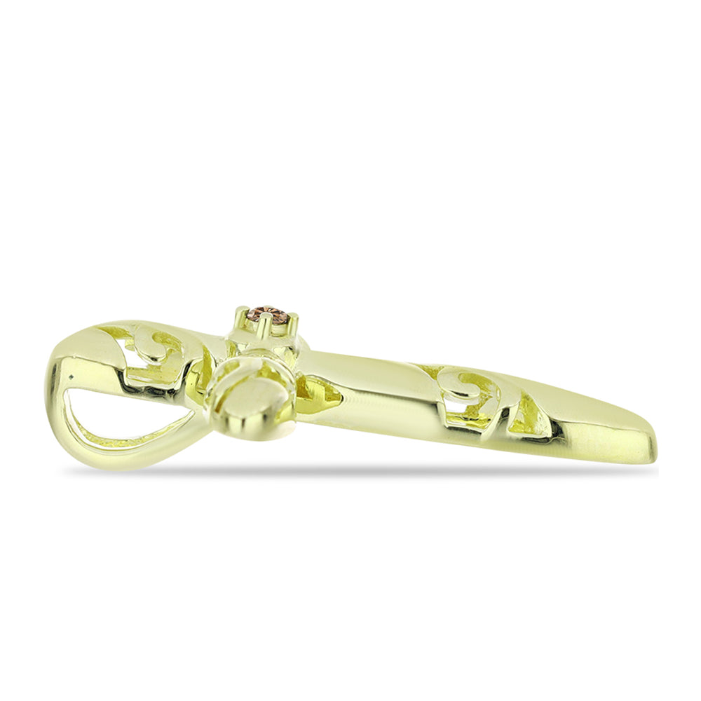 Pozlátený Strieborný Prívesok s Champagne Diamantom