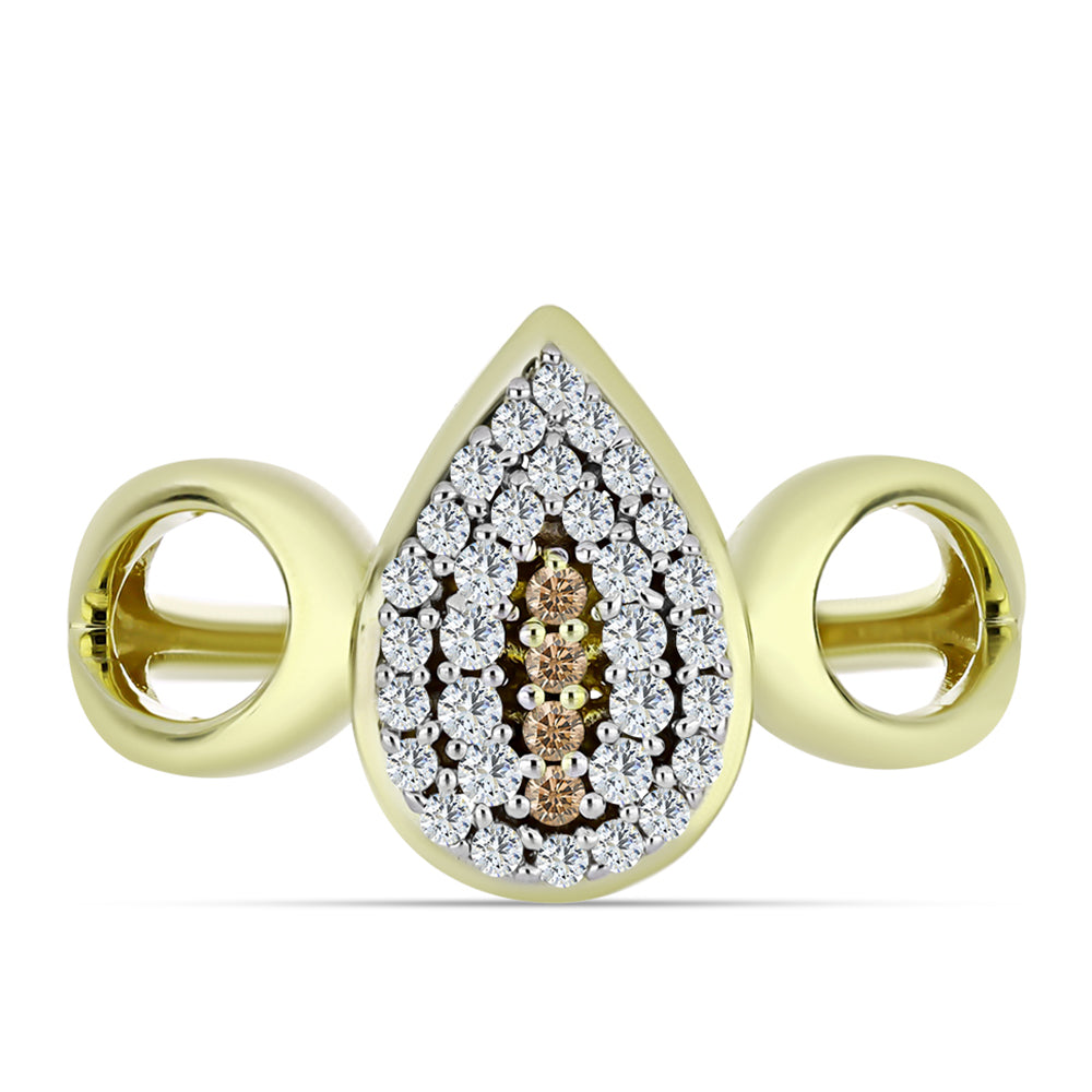 Pozlátené Strieborné Sada s Champagne Diamantom a Bielym Topásom ( Náušnice+Prsteň +Prívesok ) 3 