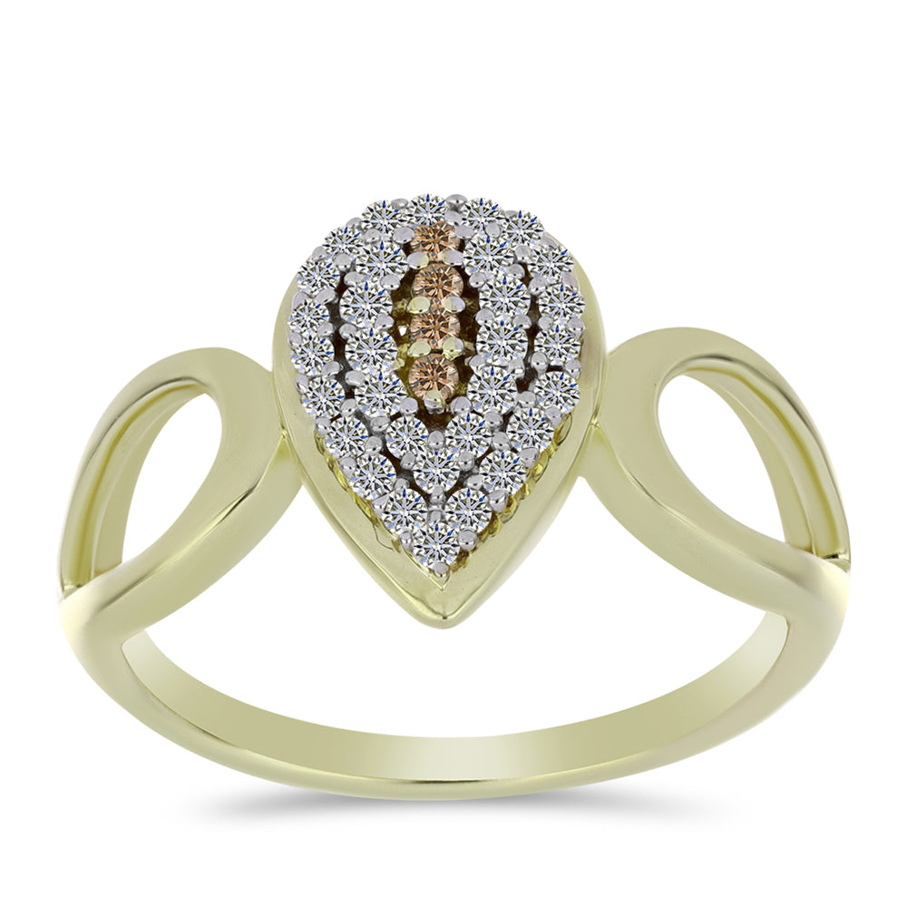 Pozlátené Strieborné Sada s Champagne Diamantom a Bielym Topásom ( Náušnice+Prsteň +Prívesok )