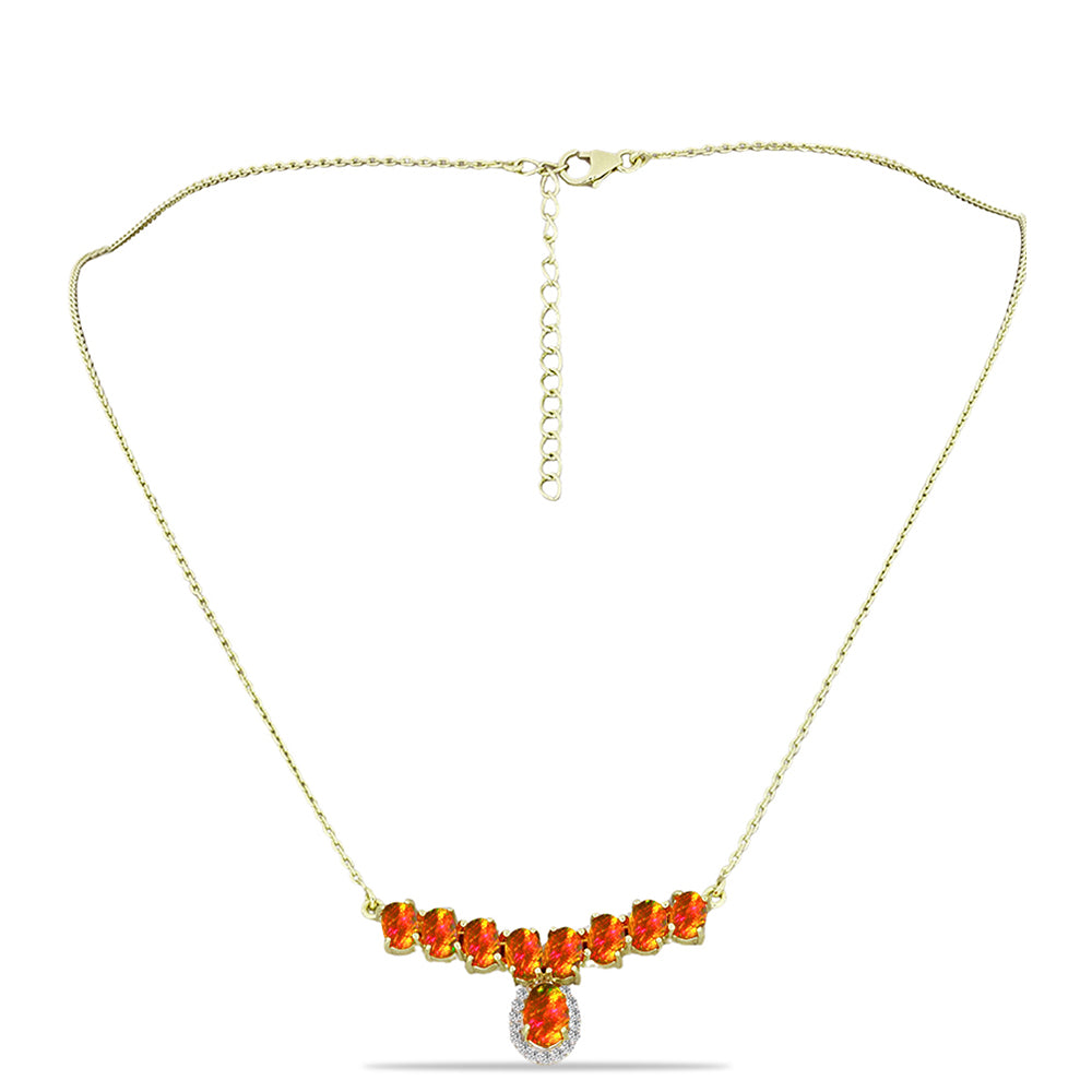 Pozlátený Strieborný Náhrdelník s Americkým Ohnivým Opálom a Bielym Topásom 1 