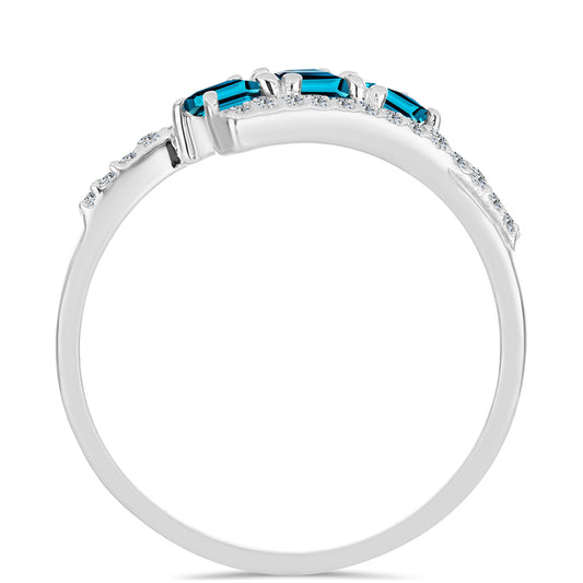 Strieborný Prsteň s Londýnským Modrým Topásom a Bielym Topásom