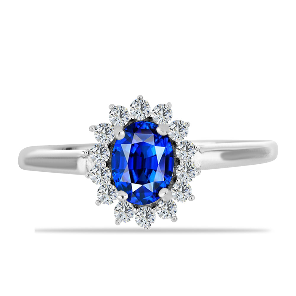 Strieborné Sada s Austrálskym Modrým Zafírom a Bielym Topásom ( Náušnice+Prsteň +Prívesok ) 3 