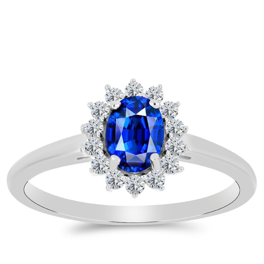 Strieborné Sada s Austrálskym Modrým Zafírom a Bielym Topásom ( Náušnice+Prsteň +Prívesok ) 8 