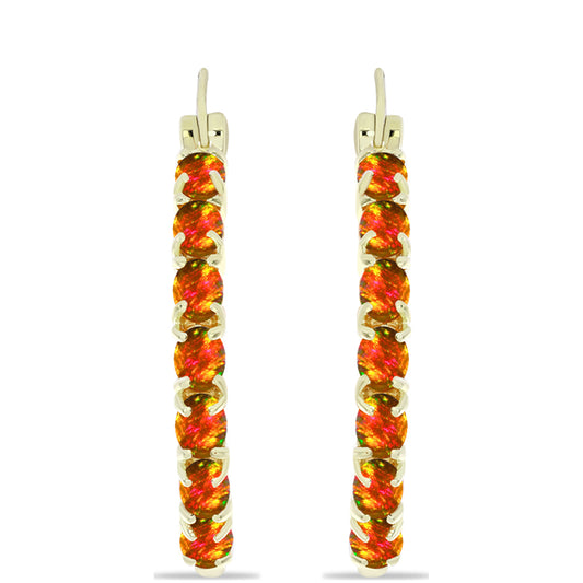 Pozlátené Strieborné Náušnice s Americkým Ohnivým Opálom