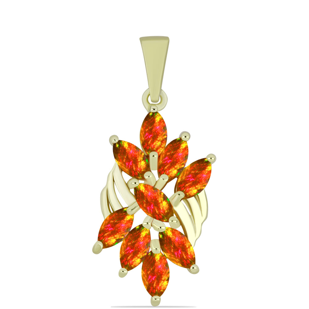 Pozlátený Strieborný Prívesok s Americkým Ohnivým Opálom