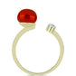Pozlátený Strieborný Prsteň s Červená sladkovodná perlou a Bielym Topásom